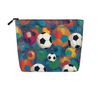 Dwvtfsm Bunte Fußball-Make-up-Tasche für Damen, wasserdicht, Leinen, Reise-Kosmetik-Organizer, leichter Reißverschluss, Reise-Kulturbeutel, Organizer, Make-up-Pinsel, Aufbewahrungstasche