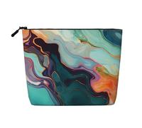 Dwvtfsm Bunte Marmor-Make-up-Tasche für Damen, wasserdicht, Leinen, Reise-Kosmetik-Organizer, leichter Reißverschluss, Reise-Kulturbeutel, Organizer, Make-up-Pinsel, Aufbewahrungstasche