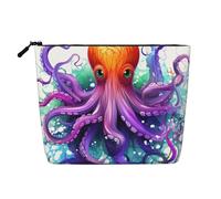Dwvtfsm Bunte Oktopus-Make-up-Tasche für Damen, wasserdicht, Leinen, Reise-Kosmetik-Organizer, leichter Reißverschluss, Reise-Kulturbeutel, Organizer, Make-up-Pinsel, Aufbewahrungstasche