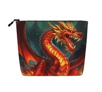 Dwvtfsm Dragon King Make-up-Tasche für Damen, wasserdicht, Leinen, Reise-Kosmetik-Organizer, leichter Reißverschluss, Reise-Kulturbeutel, Organizer, Make-up-Pinsel, Aufbewahrungstasche