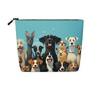 Dwvtfsm Eine große Gruppe von Hunde-Make-up-Tasche für Frauen, wasserdichter Reise-Kosmetik-Organizer, leichter Reißverschluss, Reise-Kulturbeutel, Organizer, Make-up-Pinsel, Aufbewahrungstasche