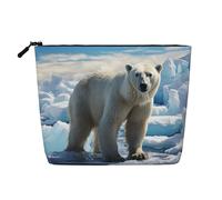 Dwvtfsm Eisbär-Make-up-Tasche für Damen, wasserdicht, Leinen, Reise-Kosmetik-Organizer, leichter Reißverschluss, Reise-Kulturbeutel, Organizer, Make-up-Pinsel, Aufbewahrungstasche