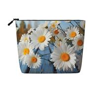 Dwvtfsm Elegante Make-up-Tasche mit Gänseblümchen-Motiv, wasserdicht, Leinen, Reise-Kosmetik-Organizer, leichter Reißverschluss, Reise-Kulturbeutel, Organizer, Make-up-Pinsel, Aufbewahrungstasche