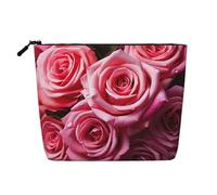 Dwvtfsm Elegante Make-up-Tasche mit Rosenblüten für Damen, wasserdicht, Leinen, Reise-Kosmetik-Organizer, leichter Reißverschluss, Reise-Kulturbeutel, Organizer, Make-up-Pinsel, Aufbewahrungstasche