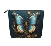 Dwvtfsm Elegante Make-up-Tasche mit Schmetterlingsmotiv für Damen, wasserdicht, Leinen, Reise-Kosmetik-Organizer, leichter Reißverschluss, Reise-Kulturbeutel, Organizer, Make-up-Pinsel