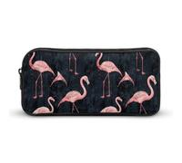 DWVTFSM Federmäppchen im Flamingo-Stil, großes Fassungsvermögen, niedliches Federmäppchen, Make-up-Kosmetiktasche für Damen und Herren, Pfirsichfarben