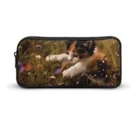 DWVTFSM Federmäppchen mit Aufschrift "Playing in the Garden", großes Fassungsvermögen, niedliches Federmäppchen, Make-up-Kosmetiktasche für Damen und Herren