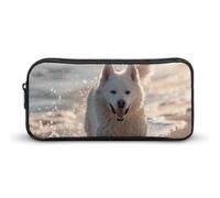 DWVTFSM Federmäppchen mit Aufschrift "Running on the Beach", großes Fassungsvermögen, niedliches Federmäppchen, Make-up-Kosmetiktasche für Damen und Herren