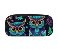 DWVTFSM Federmäppchen mit Eulen-Motiv, groß, wasserdicht, niedliches Federmäppchen, Reise-Kosmetiktasche, Make-up-Tasche, Organizer, Stifthalter für Männer und Frauen, Violett und Grün, Stil