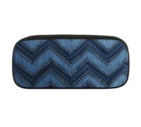 DWVTFSM Federmäppchen mit Farbverlauf, blau, Denim, groß, wasserdicht, niedlich, für Reisen, Kosmetik, Leder, Make-up-Tasche, Organizer, Stifthalter für Männer und Frauen, Stil:, Einheitsgröße