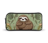 DWVTFSM Federmäppchen mit Faultier auf dem Gras, großes Fassungsvermögen, niedliches Federmäppchen, Make-up-Kosmetiktasche für Damen und Herren