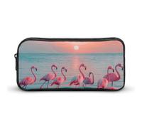 DWVTFSM Federmäppchen mit Flamingos in der Dämmerung, großes Fassungsvermögen, niedliches Federmäppchen, Make-up-Kosmetiktasche für Damen und Herren