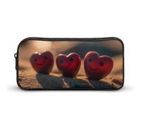 DWVTFSM Federmäppchen mit lächelndem Herz, großes Fassungsvermögen, niedliches Federmäppchen, Make-up-Kosmetiktasche für Damen und Herren