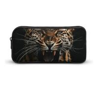 DWVTFSM Federmäppchen mit Leopardenmuster, große Kapazität, niedliches Federmäppchen, Make-up-Kosmetiktasche für Damen und Herren