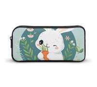 DWVTFSM Federmäppchen mit niedlichem Kaninchen und Karotte, großes Fassungsvermögen, niedliches Federmäppchen, Make-up-Kosmetiktasche für Damen und Herren