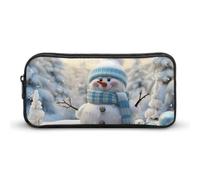 DWVTFSM Federmäppchen mit Schneemannmotiv, großes Fassungsvermögen, niedliches Federmäppchen, Make-up-Kosmetiktasche für Damen und Herren