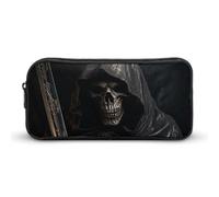 DWVTFSM Federmäppchen mit Skelett in Robe, großes Fassungsvermögen, niedliches Federmäppchen, Make-up-Kosmetiktasche für Damen und Herren