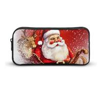 DWVTFSM Federmäppchen mit Weihnachtsmann-Design, großes Fassungsvermögen, niedliches Federmäppchen, Make-up-Kosmetiktasche für Damen und Herren