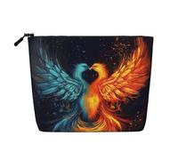 Dwvtfsm Fire and Water Phoenix Make-up-Tasche für Damen, wasserdicht, Leinen, Reise-Kosmetik-Organizer, leichter Reißverschluss, Reise-Kulturbeutel, Organizer, Make-up-Pinsel, Aufbewahrungstasche