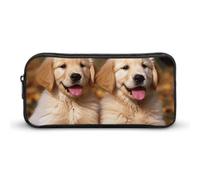 DWVTFSM Golden Retriever Federmäppchen, Motiv: Hunde, Welpen, Haustiere, großes Fassungsvermögen, niedliches Federmäppchen, Make-up-Kosmetiktasche für Damen und Herren