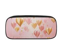 DWVTFSM Goldenes Herz im großen Federmäppchen, wasserdicht, niedliches Federmäppchen, Reise-Kosmetiktasche, Leder, Make-up-Tasche, Organizer, Stifthalter für Männer und Frauen, Stil:, Einheitsgröße