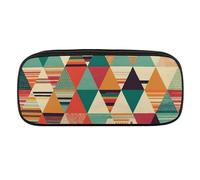 DWVTFSM Großes Federmäppchen in leuchtenden Farben und Streifen, wasserdicht, niedliches Federmäppchen, Reise-Kosmetiktasche, Leder, Make-up-Tasche, Organizer, Stifthalter für Männer und Frauen, Stil