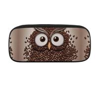 DWVTFSM Großes Federmäppchen mit Bohneneule, wasserdicht, niedliches Stifteetui, Reise-Kosmetiktasche, Leder, Make-up-Tasche, Organizer, Stifthalter für Männer und Frauen, Stil:, Einheitsgröße