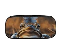 DWVTFSM Großes Federmäppchen mit Fröschen und Schmetterlingen, wasserdicht, niedliches Federmäppchen, Reise-Kosmetiktasche, Leder, Make-up-Tasche, Organizer, Stifthalter für Männer und Frauen, Stil