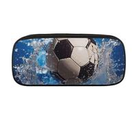 DWVTFSM Großes Federmäppchen mit Fußball-Motiv, wasserdicht, niedliches Federmäppchen, Reise-Kosmetiktasche, Leder, Make-up-Tasche, Organizer, Stifthalter für Männer und Frauen, Stil:, Einheitsgröße