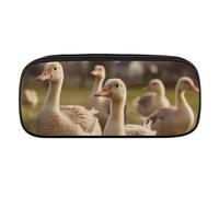 DWVTFSM Großes Federmäppchen mit Gänsen auf dem Gras, wasserdicht, niedliches Federmäppchen, Reise-Kosmetiktasche, Make-up-Tasche, Organizer, Stifthalter für Männer und Frauen, Stil:, Einheitsgröße