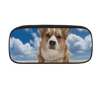 DWVTFSM Großes Federmäppchen mit Hund am Strand, wasserdicht, niedliches Federmäppchen, Reise-Kosmetiktasche, Make-up-Tasche, Organizer, Stifthalter für Männer und Frauen, Stil:, Einheitsgröße