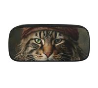 DWVTFSM Großes Federmäppchen mit Katzen-Motiv und Piraten-Zöpfen, wasserdicht, niedliches Federmäppchen, Reise-Kosmetiktasche, Make-up-Tasche, Organizer, Stifthalter für Männer und Frauen, Stil