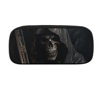 DWVTFSM Großes Federmäppchen mit Skelett im Gewand, wasserdicht, niedliches Federmäppchen, Reise-Kosmetiktasche, Leder, Make-up-Tasche, Organizer, Stifthalter für Männer und Frauen, Stil