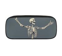 DWVTFSM Großes Federmäppchen mit Skelett-Motiv, wasserdicht, niedliches Federmäppchen, Reise-Kosmetiktasche, Leder, Make-up-Tasche, Organizer, Stifthalter für Männer und Frauen, Stil:, Einheitsgröße