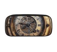 DWVTFSM Großes Federmäppchen mit Steampunk-Uhr, wasserdicht, niedliches Federmäppchen, Reise-Kosmetiktasche, Leder, Make-up-Tasche, Organizer, Stifthalter für Männer und Frauen, Stil:, Einheitsgröße