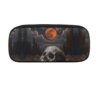 DWVTFSM Großes Federmäppchen mit Totenkopf-Motiv, wasserdicht, niedliches Federmäppchen, Reise-Kosmetiktasche, Leder, Make-up-Tasche, Organizer, Stifthalter für Männer und Frauen, Stil:, Einheitsgröße