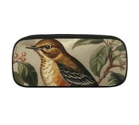 DWVTFSM Großes Federmäppchen mit Vogel auf Ast, wasserdicht, niedliches Federmäppchen, Reise-Kosmetiktasche, Leder, Make-up-Tasche, Organizer, Stifthalter für Männer und Frauen, Stil:, Einheitsgröße