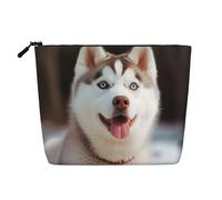 Dwvtfsm Husky Make-up-Tasche für Damen, wasserdicht, Leinen, Reise-Kosmetik-Organizer, leichter Reißverschluss, Reise-Kulturbeutel, Organizer, Make-up-Pinsel, Aufbewahrungstasche