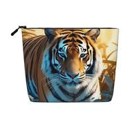Dwvtfsm Kosmetiktasche für Damen, Motiv: afrikanischer Wildtier-Tiger, wasserdicht, Leinen, Reise-Kosmetik-Organizer, leichter Reißverschluss, Reise-Kulturbeutel, Organizer, Make-up-Pinsel