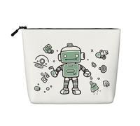 Dwvtfsm Line Robot Make-up-Tasche für Damen, wasserdicht, Leinen, Reise-Kosmetik-Organizer, leichter Reißverschluss, Reise-Kulturbeutel, Organizer, Make-up-Pinsel, Aufbewahrungstasche