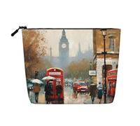 Dwvtfsm London Impression Make-up-Tasche für Damen, wasserdicht, Leinen, Reise-Kosmetik-Organizer, leichter Reißverschluss, Reise-Kulturbeutel, Organizer, Make-up-Pinsel, Aufbewahrungstasche