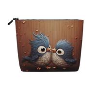 Dwvtfsm Love Birdie Make-up-Tasche für Damen, wasserdicht, Leinen, Reise-Kosmetik-Organizer, leichter Reißverschluss, Reise-Kulturbeutel, Organizer, Make-up-Pinsel, Aufbewahrungstasche