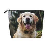 Dwvtfsm Lustige Golden Retriever Make-up-Tasche für Damen, wasserdicht, Leinen, Reise-Kosmetik-Organizer, leichter Reißverschluss, Reise-Kulturbeutel, Organizer, Make-up-Pinsel, Aufbewahrungstasche