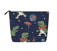 Dwvtfsm Lustige Make-up-Tasche für Damen, Motiv: Astronaut, Dinosaurier, Rakete, wasserdicht, Leinen, Reise-Kosmetik-Organizer, leichter Reißverschluss, Reise-Kulturbeutel, Organizer, Make-up-Pinsel