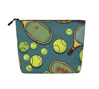 Dwvtfsm Lustige Make-up-Tasche für Tennisschläger und Tennisbälle, wasserdicht, Leinen, Reise-Kosmetik-Organizer, leichter Reißverschluss, Reise-Kulturbeutel, Organizer, Make-up-Pinsel