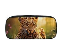 DWVTFSM Lustiges Federmäppchen mit Leopardenmuster, wasserdicht, niedliches Federmäppchen, Reise-Kosmetiktasche, Leder, Make-up-Tasche, Organizer, Stifthalter für Männer und Frauen, Stil