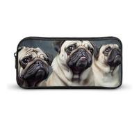 DWVTFSM Lustiges Federmäppchen mit Mops-Motiv, großes Fassungsvermögen, niedliches Federmäppchen, Make-up-Kosmetiktasche für Damen und Herren