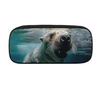 DWVTFSM Lustiges Federmäppchen mit Seelöwenmotiv, wasserdicht, niedliches Federmäppchen, Reise-Kosmetiktasche, Leder, Make-up-Tasche, Organizer, Stifthalter für Männer und Frauen, Stil:, Einheitsgröße