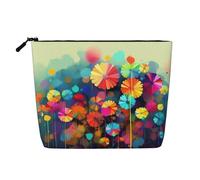 Dwvtfsm Make-up-Tasche für Damen, abstrakter Stil, bunte Blumen, wasserdicht, Leinen, Reise-Kosmetik-Organizer, leichter Reißverschluss, Reise-Kulturbeutel, Organizer, Make-up-Pinsel