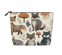 Dwvtfsm Make-up-Tasche für Damen, Motiv: Wald, Waschbär, Tiere, wasserdicht, Leinen, Reise-Kosmetik-Organizer, leichter Reißverschluss, Reise-Kulturbeutel, Organizer, Make-up-Pinsel